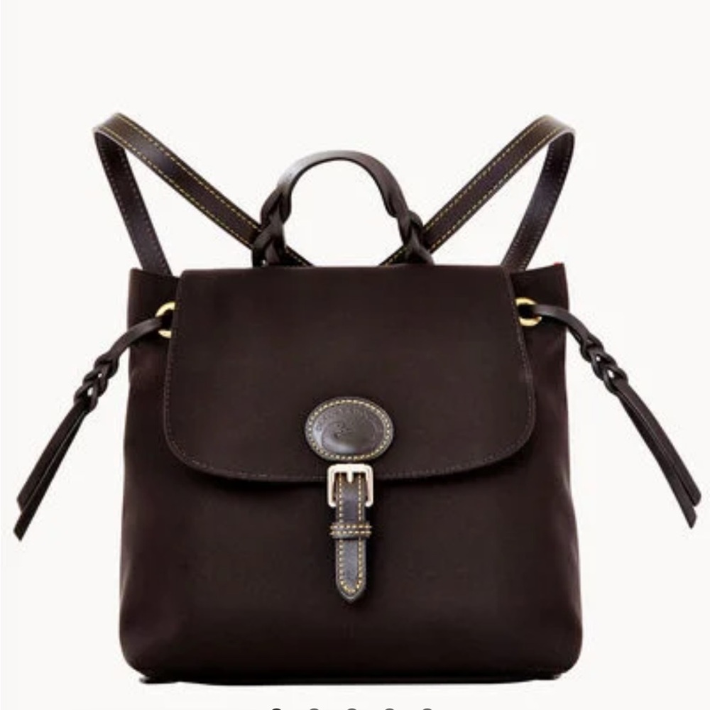 NWT Dooney & Bourke Nylon Flap Backpack Black/Black